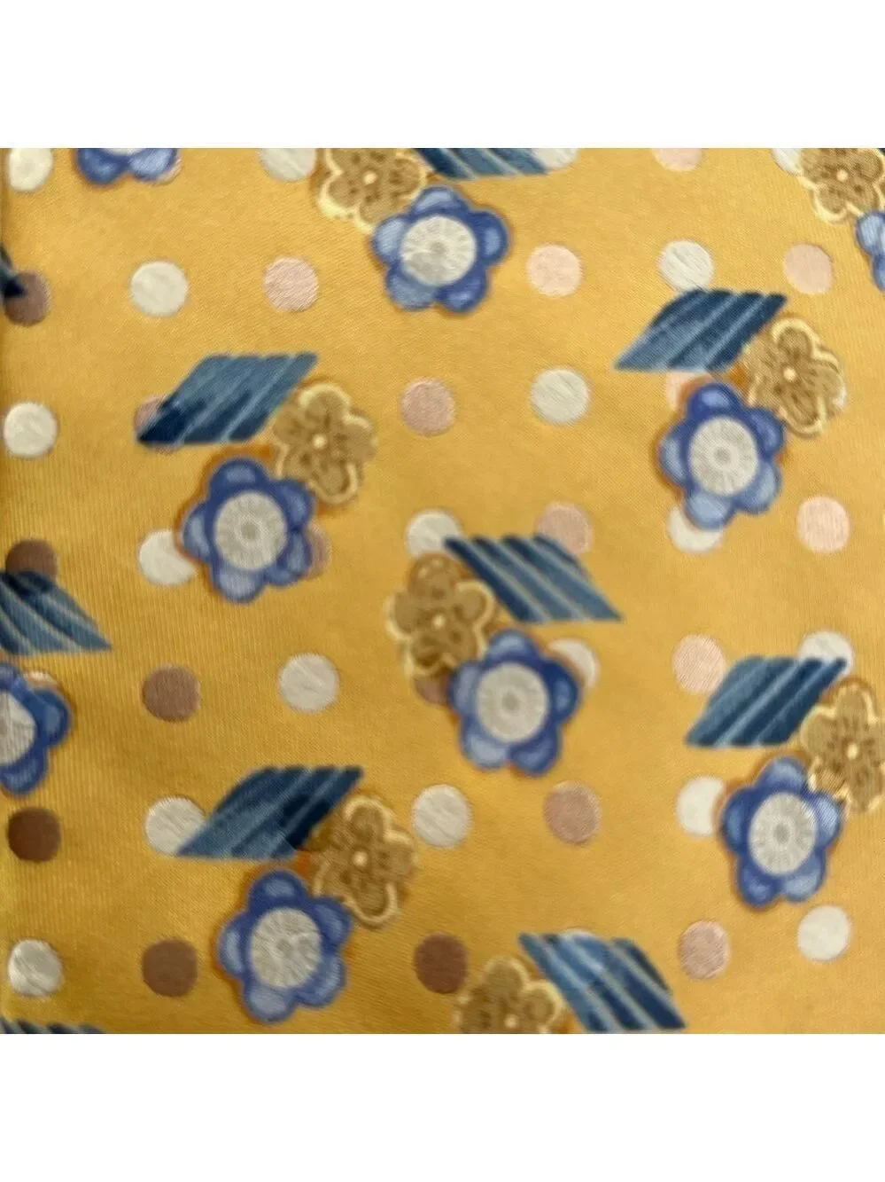 NWT Jos A Bank Mens Signature Gold Limited Edition Silk Floral Tie Gold Blue